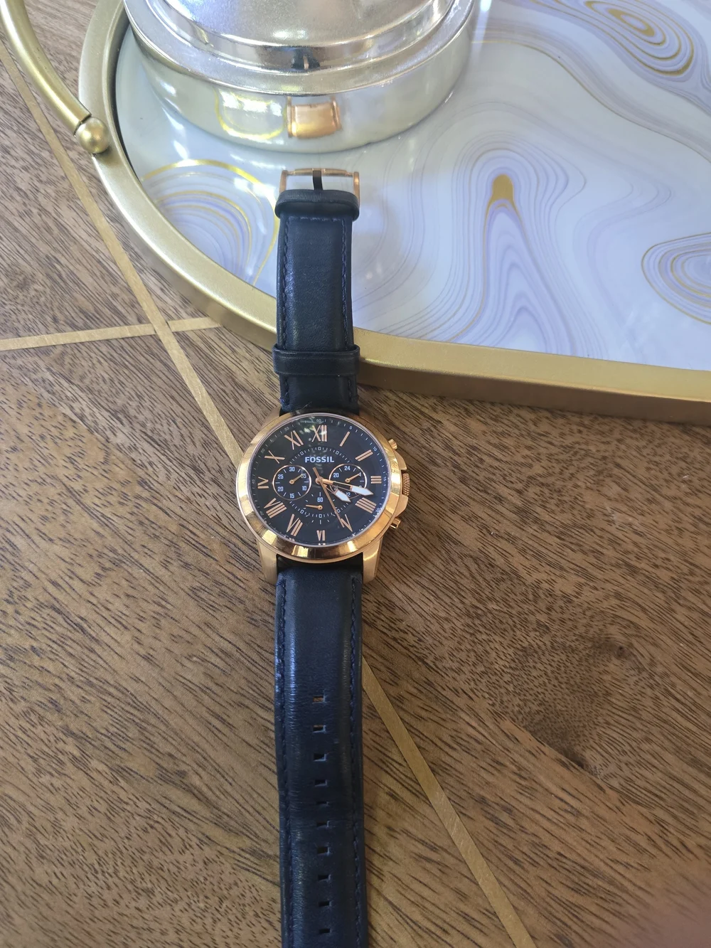 Fossil Men's Blue Leather Chronograph Watch - Navy
